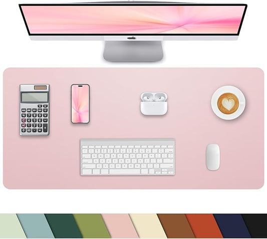Leather Desk Protector, Non - Slip PU Laptop Mat for Office/Home - Waterproof Writing Pad (31.5"x15.7", Rose Pink) | Desk Pads Blotters - TrueDesk