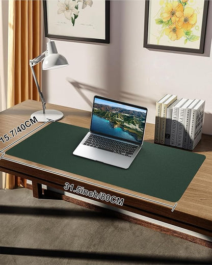 Leather Desk Protector, Non - Slip PU Laptop Mat, Waterproof Writing Pad for Office/Home (31.5"x15.7", Dark Green) | Desk Pads Blotters - TrueDesk