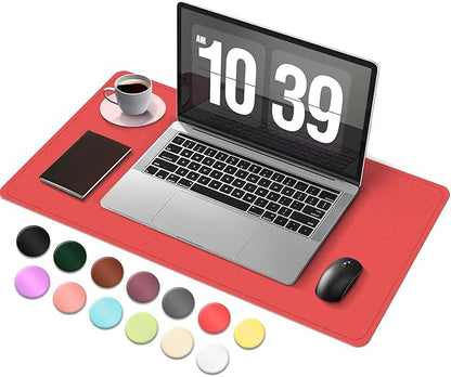 Leather & Suede Desk Cover | Non - Slip Large Mouse Pad | Waterproof Office & Home Blotter (Candy Red, 23.6" x 13.7") | Desk Pads Blotters - TrueDesk