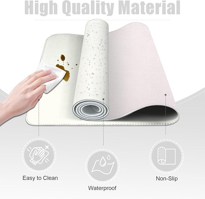 Leather & Suede Desk Pad Protector - Non - Slip, Waterproof Blotter Mat, Large Mouse Pad, Office & Home Desk Cover (White, 23.6" x 13.7") | Desk Pads Blotters - TrueDesk