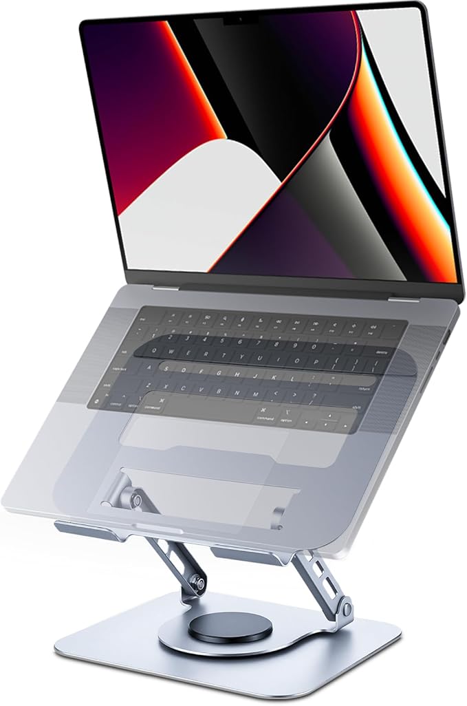 Leeboom Ergonomic Laptop Stand for Desk, 360° Rotating Aluminum Laptop Riser, Adjustable Notebook Holder for MacBook Air/Pro, Dell, HP, Lenovo (10–15.6", Silver) – Not for Gaming Laptops | Stands - TrueDesk
