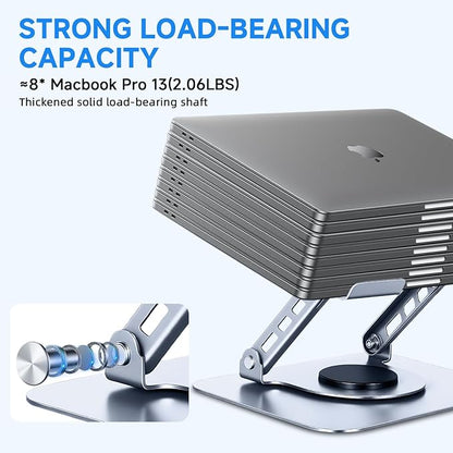 Leeboom Ergonomic Laptop Stand for Desk, 360° Rotating Aluminum Laptop Riser, Adjustable Notebook Holder for MacBook Air/Pro, Dell, HP, Lenovo (10–15.6", Silver) – Not for Gaming Laptops | Stands - TrueDesk
