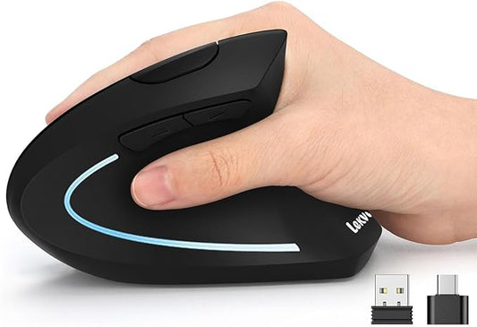 Lekvey Ergonomic Mouse, USB C Wireless Vertical Mouse, Dual Mode Rechargeable USB - A & Type - C Ergo Mouse, 1600 DPI, Relieves Wrist Pain and Carpal Tunnel, for Laptop Computer Mac MacBook PC, Black | Mice - TrueDesk
