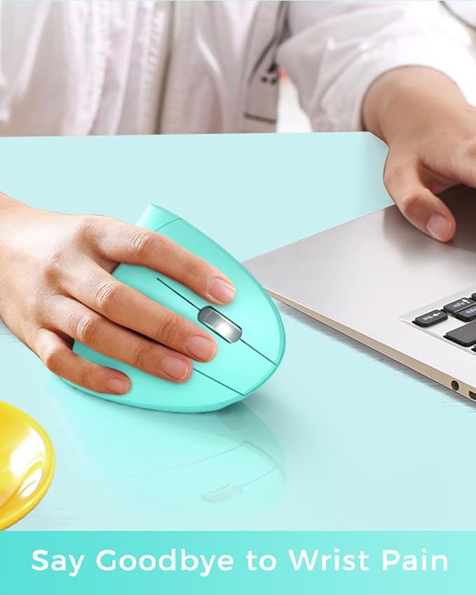 Lekvey Ergonomic Mouse, Vertical Wireless Mouse Rechargeable 2.4 GHz Optical Carpal Tunnel Mouse : 800/1200 / 1600 DPI, 6 Buttons, for Laptop, PC, Mac, Computer, Desktop, Notebook etc, Green | Mice - TrueDesk