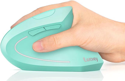 Lekvey Ergonomic Mouse, Vertical Wireless Mouse Rechargeable 2.4 GHz Optical Carpal Tunnel Mouse : 800/1200 / 1600 DPI, 6 Buttons, for Laptop, PC, Mac, Computer, Desktop, Notebook etc, Green | Mice - TrueDesk