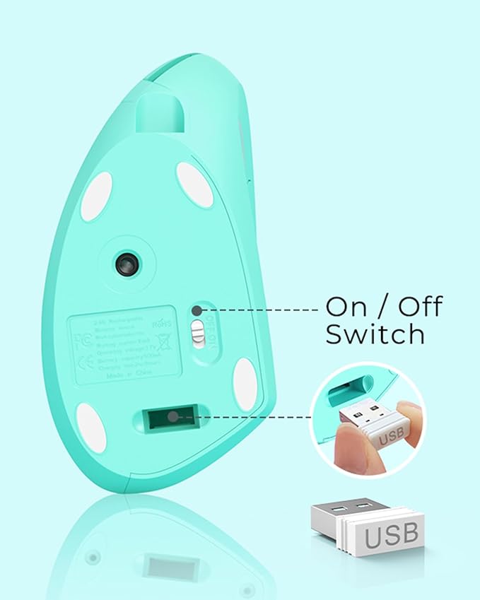 Lekvey Ergonomic Mouse, Vertical Wireless Mouse Rechargeable 2.4 GHz Optical Carpal Tunnel Mouse : 800/1200 / 1600 DPI, 6 Buttons, for Laptop, PC, Mac, Computer, Desktop, Notebook etc, Green | Mice - TrueDesk