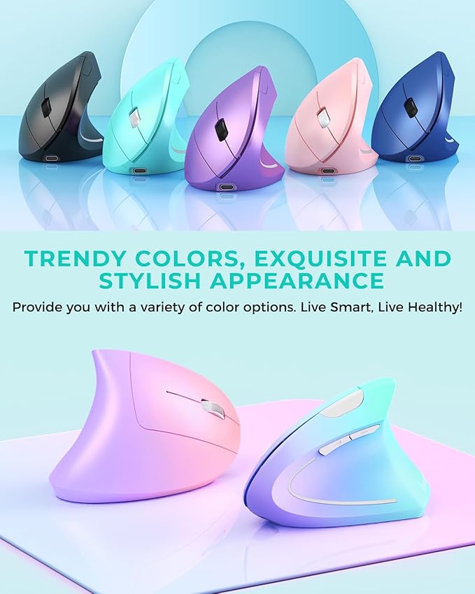 Lekvey Ergonomic Mouse, Vertical Wireless Mouse Rechargeable 2.4 GHz Optical Carpal Tunnel Mouse : 800/1200 / 1600 DPI, 6 Buttons, for Laptop, PC, Mac, Computer, Desktop, Notebook etc, Green | Mice - TrueDesk
