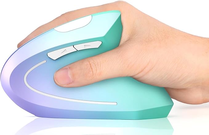 Lekvey Ergonomic Mouse, Vertical Wireless Mouse, Rechargeable 2.4G Optical Carpal Tunnel Mice: 800/1200 / 1600 DPI, 6 Buttons, for Laptop, PC, Mac, Computer, Desktop, Notebook etc, Green Purple | Mice - TrueDesk
