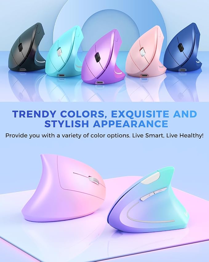 Lekvey Ergonomic Mouse, Vertical Wireless Mouse Rechargeable 2.4G USB Optical Carpal Tunnel Mice : 3 DPI 800/1200/1600 Levels 6 Buttons, for Laptop, PC, Mac, Computer, Desktop, Notebook etc, Blue | Mice - TrueDesk