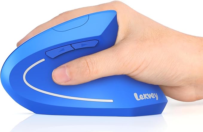 Lekvey Ergonomic Mouse, Vertical Wireless Mouse Rechargeable 2.4G USB Optical Carpal Tunnel Mice : 3 DPI 800/1200/1600 Levels 6 Buttons, for Laptop, PC, Mac, Computer, Desktop, Notebook etc, Blue | Mice - TrueDesk