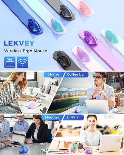 Lekvey Ergonomic Mouse, Vertical Wireless Mouse Rechargeable 2.4G USB Optical Carpal Tunnel Mice : 3 DPI 800/1200/1600 Levels 6 Buttons, for Laptop, PC, Mac, Computer, Desktop, Notebook etc, Blue | Mice - TrueDesk