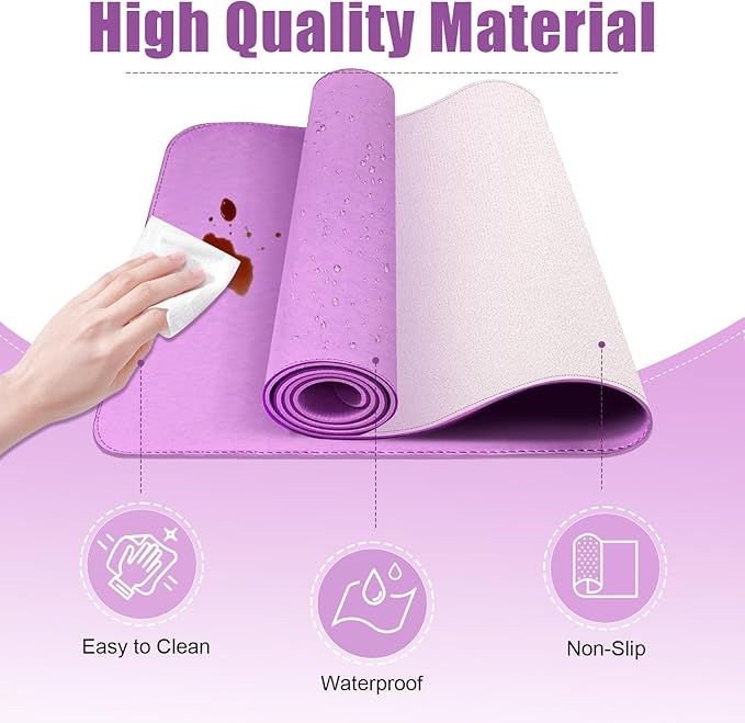 Lilac Leather Desk Pad, 47.2'' x 23.6'', Suede Base, Non - Slip, Waterproof Office & Home Writing Pad | Desk Pads Blotters - TrueDesk