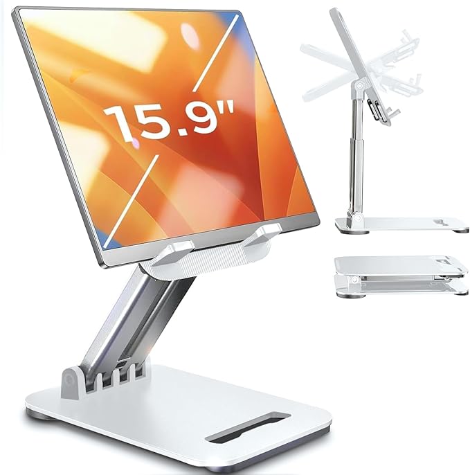 LISEN for iPad Stand Tablet Holder for Desk, Office Desk Accessories for Men Women Kids Tablet Gifts, Office Home Essentials Gadgets Portable Monitor Stand for 2026 (White) | Stands - TrueDesk