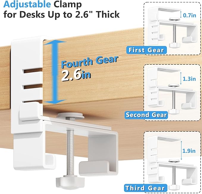 Litwaro Under Desk Cable Management Tray No Drill, 40.6" Cord Organizer with Clamp for Standing Desk, Premium Fabric Cable Tray with Wire Management for Office Home, White | Racks Cabinets - TrueDesk