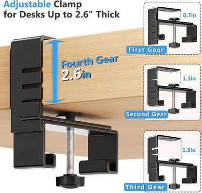 Litwaro Under Desk Cable Management Tray No Drill, 40.6" Cord Organizer with Clamp for Standing Desk, Premium Fabric Cable Tray with Wire Management for Office Home, Black | Cable Raceways - TrueDesk