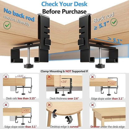Litwaro Under Desk Cable Management Tray No Drill, 40.6" Cord Organizer with Clamp for Standing Desk, Premium Fabric Cable Tray with Wire Management for Office Home, Black | Cable Raceways - TrueDesk