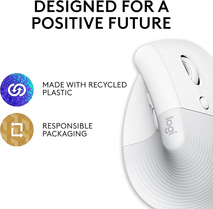 Logitech Lift for Mac Wireless Vertical Ergonomic Mouse, Bluetooth, Quiet Clicks, Silent Smartwheel, 4 Customizable Buttons, for macOS/iPadOS/MacBook Pro/MacBook Air/iMac/iPad - Off White | Mice - TrueDesk