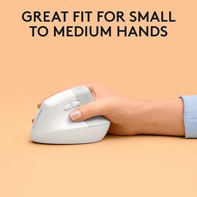Logitech Lift for Mac Wireless Vertical Ergonomic Mouse, Bluetooth, Quiet Clicks, Silent Smartwheel, 4 Customizable Buttons, for macOS/iPadOS/MacBook Pro/MacBook Air/iMac/iPad - Off White | Mice - TrueDesk
