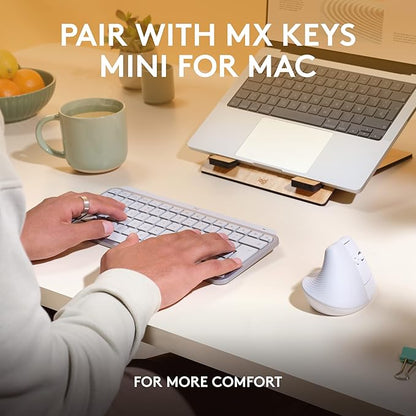 Logitech Lift for Mac Wireless Vertical Ergonomic Mouse, Bluetooth, Quiet Clicks, Silent Smartwheel, 4 Customizable Buttons, for macOS/iPadOS/MacBook Pro/MacBook Air/iMac/iPad - Off White | Mice - TrueDesk