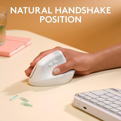 Logitech Lift for Mac Wireless Vertical Ergonomic Mouse, Bluetooth, Quiet Clicks, Silent Smartwheel, 4 Customizable Buttons, for macOS/iPadOS/MacBook Pro/MacBook Air/iMac/iPad - Off White | Mice - TrueDesk
