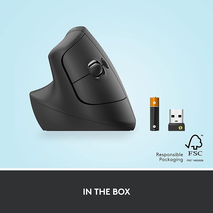 Logitech Lift Left Vertical Ergonomic Mouse, Left - Handed, Wireless, Bluetooth or Logi Bolt USB, Quiet clicks, 4 Buttons, Compatible with Windows/macOS/iPadOS, Laptop, PC - Graphite | Mice - TrueDesk