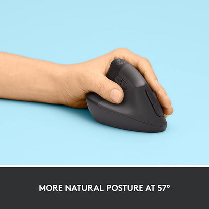 Logitech Lift Left Vertical Ergonomic Mouse, Left - Handed, Wireless, Bluetooth or Logi Bolt USB, Quiet clicks, 4 Buttons, Compatible with Windows/macOS/iPadOS, Laptop, PC - Graphite | Mice - TrueDesk