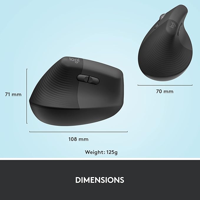 Logitech Lift Left Vertical Ergonomic Mouse, Left - Handed, Wireless, Bluetooth or Logi Bolt USB, Quiet clicks, 4 Buttons, Compatible with Windows/macOS/iPadOS, Laptop, PC - Graphite | Mice - TrueDesk
