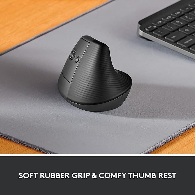 Logitech Lift Left Vertical Ergonomic Mouse, Left - Handed, Wireless, Bluetooth or Logi Bolt USB, Quiet clicks, 4 Buttons, Compatible with Windows/macOS/iPadOS, Laptop, PC - Graphite | Mice - TrueDesk