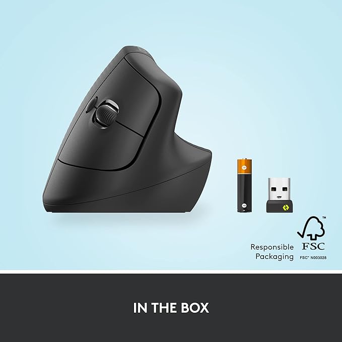 Logitech Lift Vertical Ergonomic Mouse, Wireless, Bluetooth or Logi Bolt USB Receiver, Quiet clicks, 4 Buttons, Compatible with Windows/macOS/iPadOS, Laptop, PC - Graphite | Mice - TrueDesk