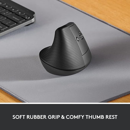 Logitech Lift Vertical Ergonomic Mouse, Wireless, Bluetooth or Logi Bolt USB Receiver, Quiet clicks, 4 Buttons, Compatible with Windows/macOS/iPadOS, Laptop, PC - Graphite | Mice - TrueDesk