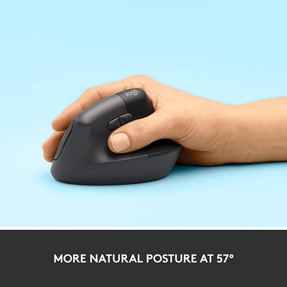 Logitech Lift Vertical Ergonomic Mouse, Wireless, Bluetooth or Logi Bolt USB Receiver, Quiet clicks, 4 Buttons, Compatible with Windows/macOS/iPadOS, Laptop, PC - Graphite | Mice - TrueDesk