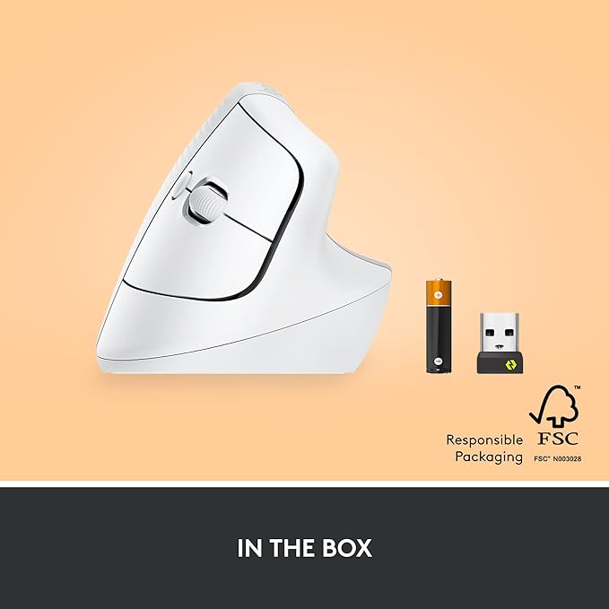 Logitech Lift Vertical Ergonomic Mouse, Wireless, Bluetooth or Logi Bolt USB Receiver, Quiet clicks, 4 Buttons, Compatible with Windows/macOS/iPadOS, Laptop, PC - Off White | Mice - TrueDesk