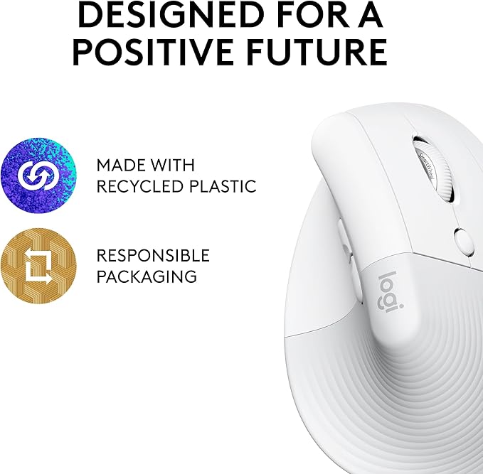 Logitech Lift Vertical Ergonomic Mouse, Wireless, Bluetooth or Logi Bolt USB Receiver, Quiet clicks, 4 Buttons, Compatible with Windows/macOS/iPadOS, Laptop, PC - Off White | Mice - TrueDesk