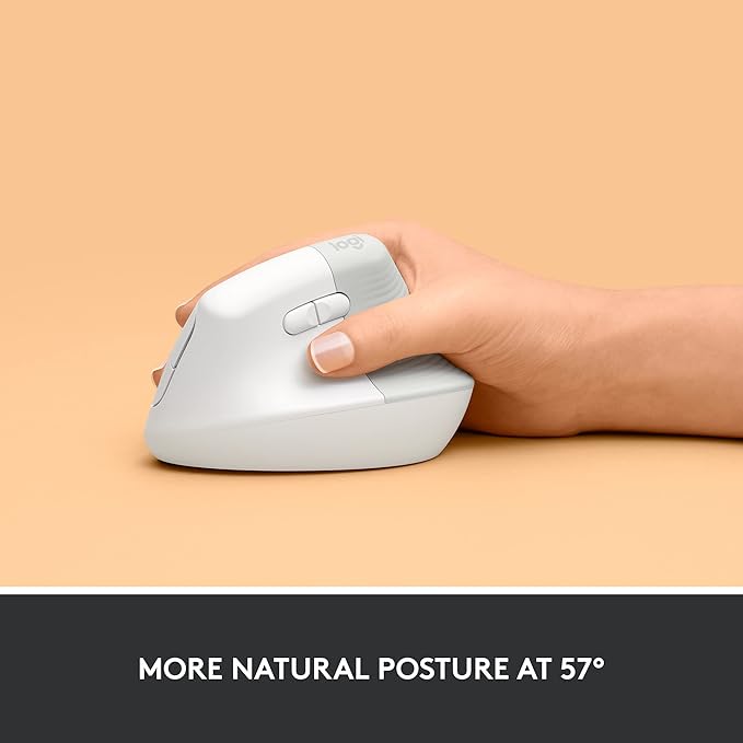 Logitech Lift Vertical Ergonomic Mouse, Wireless, Bluetooth or Logi Bolt USB Receiver, Quiet clicks, 4 Buttons, Compatible with Windows/macOS/iPadOS, Laptop, PC - Off White | Mice - TrueDesk