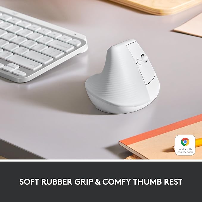 Logitech Lift Vertical Ergonomic Mouse, Wireless, Bluetooth or Logi Bolt USB Receiver, Quiet clicks, 4 Buttons, Compatible with Windows/macOS/iPadOS, Laptop, PC - Off White | Mice - TrueDesk