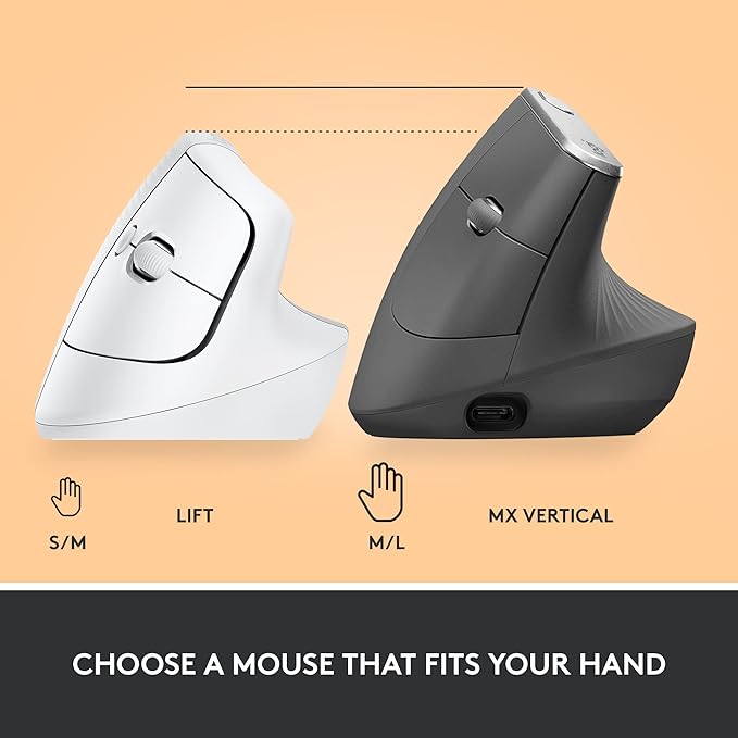 Logitech Lift Vertical Ergonomic Mouse, Wireless, Bluetooth or Logi Bolt USB Receiver, Quiet clicks, 4 Buttons, Compatible with Windows/macOS/iPadOS, Laptop, PC - Off White | Mice - TrueDesk