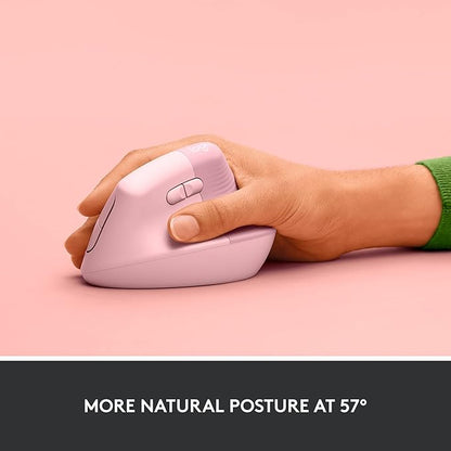 Logitech Lift Vertical Ergonomic Mouse, Wireless, Bluetooth or Logi Bolt USB Receiver, Quiet clicks, 4 Buttons, Compatible with Windows/macOS/iPadOS, Laptop, PC - Rose | Mice - TrueDesk