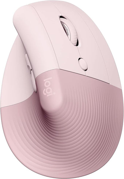 Logitech Lift Vertical Ergonomic Mouse, Wireless, Bluetooth or Logi Bolt USB Receiver, Quiet clicks, 4 Buttons, Compatible with Windows/macOS/iPadOS, Laptop, PC - Rose | Mice - TrueDesk