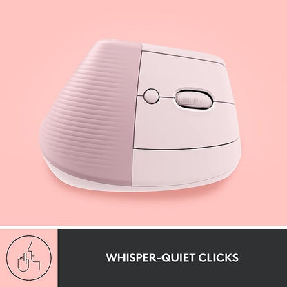 Logitech Lift Vertical Ergonomic Mouse, Wireless, Bluetooth or Logi Bolt USB Receiver, Quiet clicks, 4 Buttons, Compatible with Windows/macOS/iPadOS, Laptop, PC - Rose | Mice - TrueDesk
