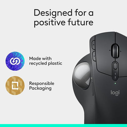 Logitech MX Ergo S Advanced Wireless Trackball Mouse, USB - C Rechargeable Wireless Ergonomic Mouse with Bluetooth and Encrypted Dongle, 6 Programmable Buttons, for PC/Mac | Mice - TrueDesk