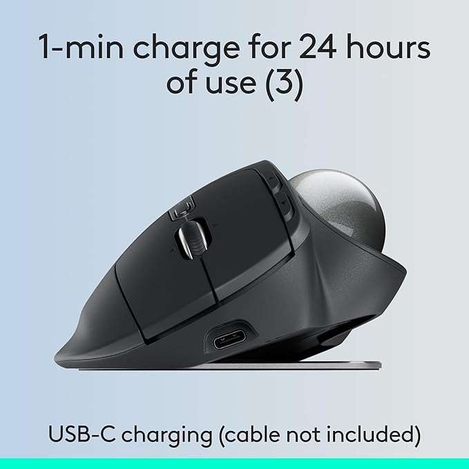 Logitech MX Ergo S Advanced Wireless Trackball Mouse, USB - C Rechargeable Wireless Ergonomic Mouse with Bluetooth and Encrypted Dongle, 6 Programmable Buttons, for PC/Mac | Mice - TrueDesk