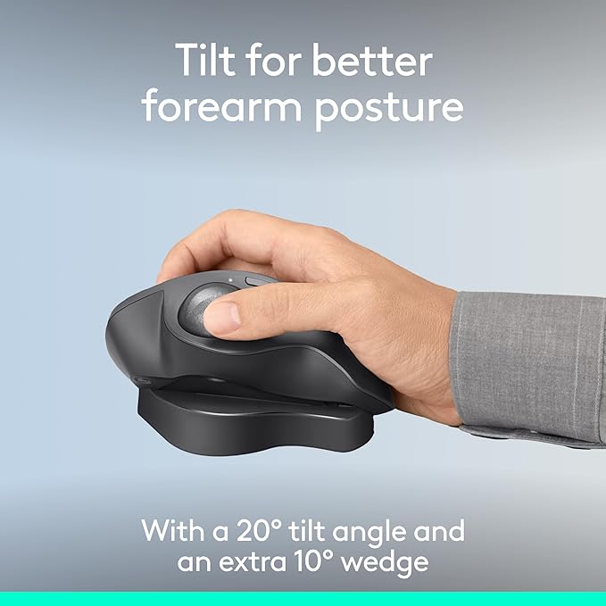Logitech MX Ergo S Advanced Wireless Trackball Mouse, USB - C Rechargeable Wireless Ergonomic Mouse with Bluetooth and Encrypted Dongle, 6 Programmable Buttons, for PC/Mac | Mice - TrueDesk