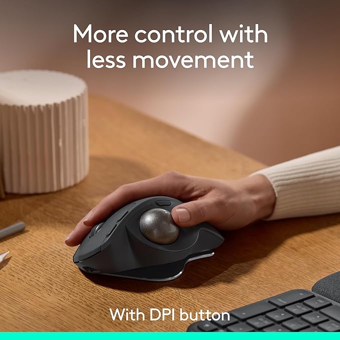 Logitech MX Ergo S Advanced Wireless Trackball Mouse, USB - C Rechargeable Wireless Ergonomic Mouse with Bluetooth and Encrypted Dongle, 6 Programmable Buttons, for PC/Mac | Mice - TrueDesk