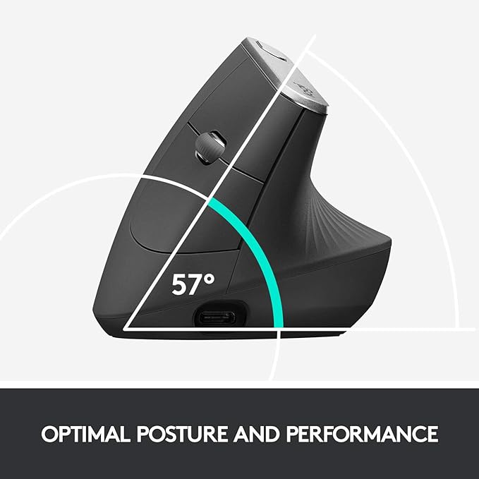 logitech MX Vertical Advanced Ergonomic Mouse, Wireless via Bluetooth or Included USB Receiver (Renewed) | Mice - TrueDesk