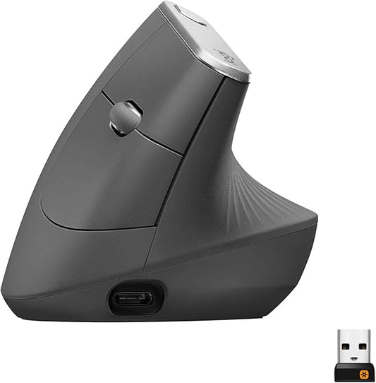 Logitech MX Vertical Wireless Mouse – Ergonomic Design Reduces Muscle Strain, Move Content Between 3 Windows and Apple Computers, Rechargeable, Graphite | Mice - TrueDesk