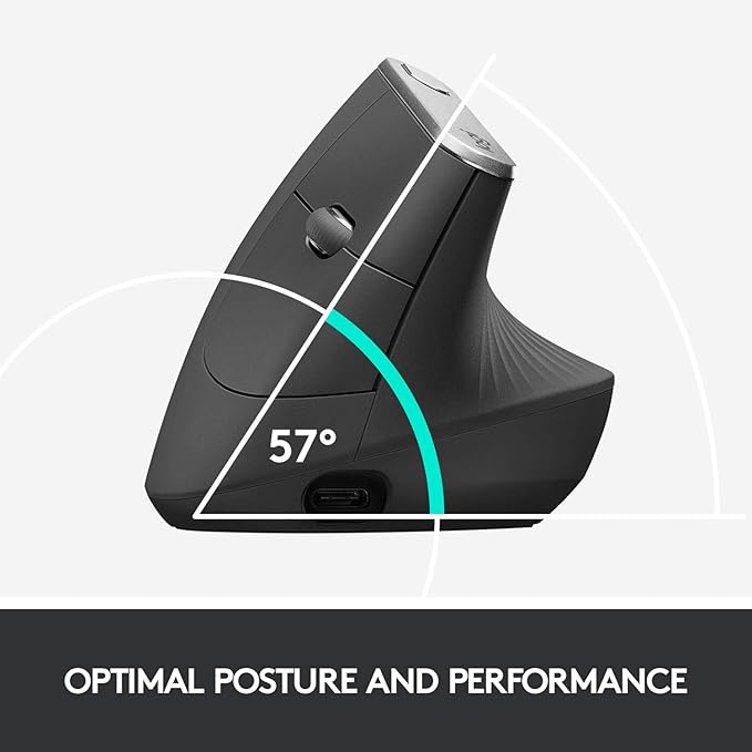 Logitech MX Vertical Wireless Mouse – Ergonomic Design Reduces Muscle Strain, Move Content Between 3 Windows and Apple Computers, Rechargeable, Graphite | Mice - TrueDesk
