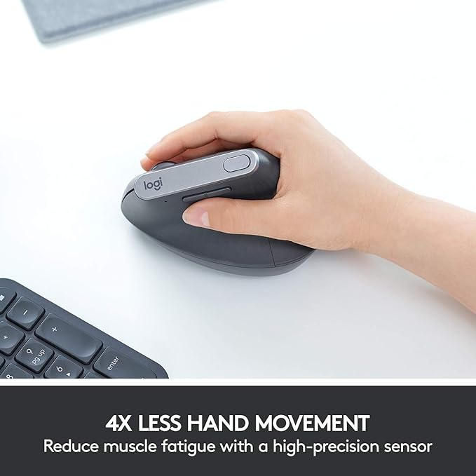 Logitech MX Vertical Wireless Mouse – Ergonomic Design Reduces Muscle Strain, Move Content Between 3 Windows and Apple Computers, Rechargeable, Graphite | Mice - TrueDesk