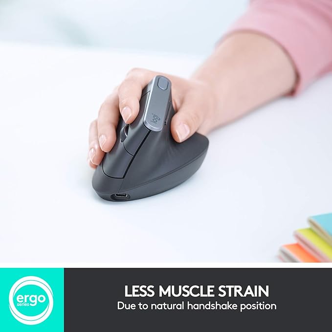 Logitech MX Vertical Wireless Mouse – Ergonomic Design Reduces Muscle Strain, Move Content Between 3 Windows and Apple Computers, Rechargeable, Graphite | Mice - TrueDesk
