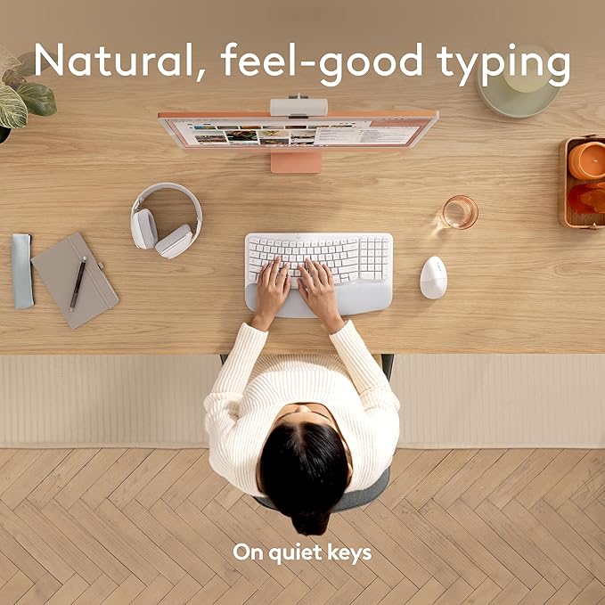 Logitech Wave Keys for Mac, Wireless Ergonomic Keyboard with Cushioned Palm Rest, Comfortable Natural Typing, Bluetooth Keyboard, Easy - Switch, Optimized for Mac, Apple, iPad - Off White | Keyboards - TrueDesk