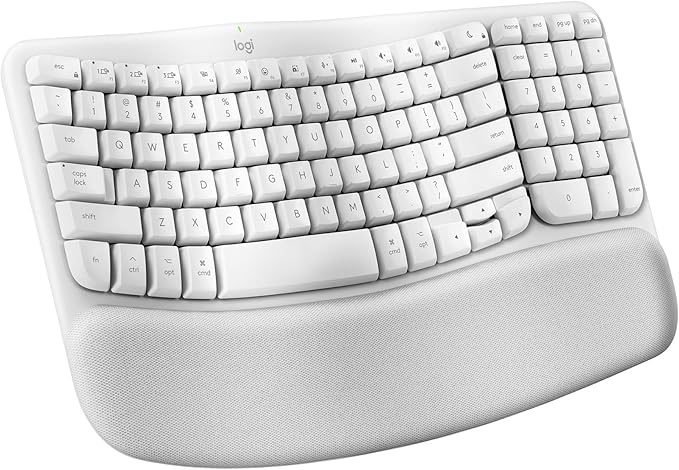 Logitech Wave Keys for Mac, Wireless Ergonomic Keyboard with Cushioned Palm Rest, Comfortable Natural Typing, Bluetooth Keyboard, Easy - Switch, Optimized for Mac, Apple, iPad - Off White | Keyboards - TrueDesk